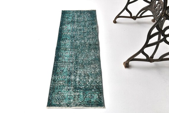 2x4 Runner Rug, 2x4 Turkish Runner, 2x4 Pastel Green Turkish Runner Rug, Short Handmade Wool Rug, 2x4 Rugs, Vintage Runner 2x4, Antique Rugs
