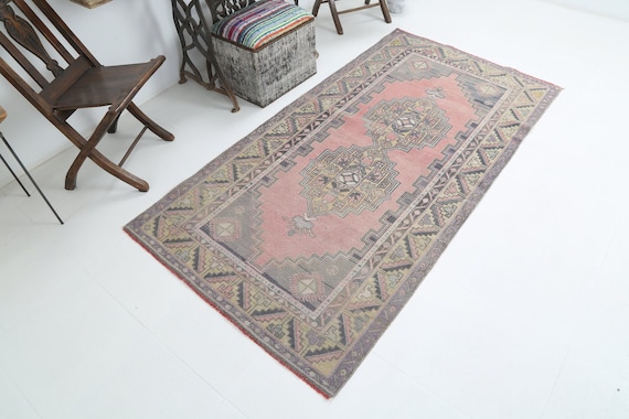 4x7 FADED VINTAGE TURKISH Rug, Oushak Handmade Wool Rug, 4x7 Area Rug, Faded Rug, Turkey Rug, 4x7 Vintage Rug, Living Room Rug, Antique Rug