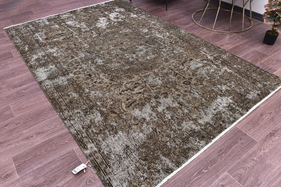 5x8 Vintage Green Rug, 5x8 Handmade Wool Rug, Living Room Bedroom Rug, 5x8 Area Rug, Vintage Turkish Faded Rug, Accent Rug