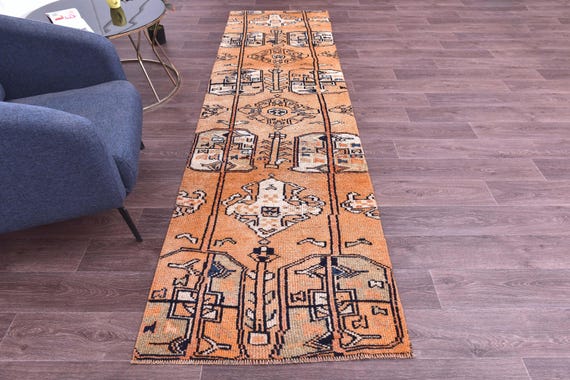 3x10 Vintage Runnner Rug, 3x10 Handmade Wool, 3x10 Copper Cream Color, 3x10 Hallway Runner Rug, 3x10 Kithcen Runner Rug, Tribal Rug