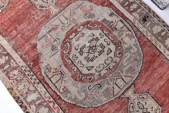 4x7 Vintage Persian Style Area Rug, 4x7 Distressed Red Rug, 4x7 Traditional Oriental HandKnotted Wool Area Rug, Antique Home Decor, 4x7 Rug