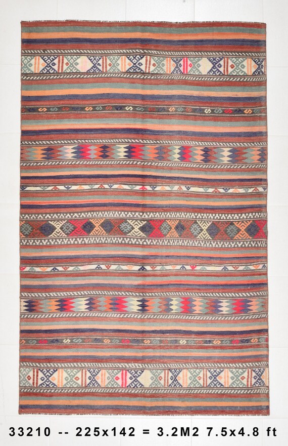 4x7 Area Rug, 4x7 PASTEL VINTAGE KILIM Rug, 4x7 Turkish Kilim Rug, 4x7 Rugs, Wool Handmade Turkey, 4x7 Vintage Rug, Rugs For Living Room Rug
