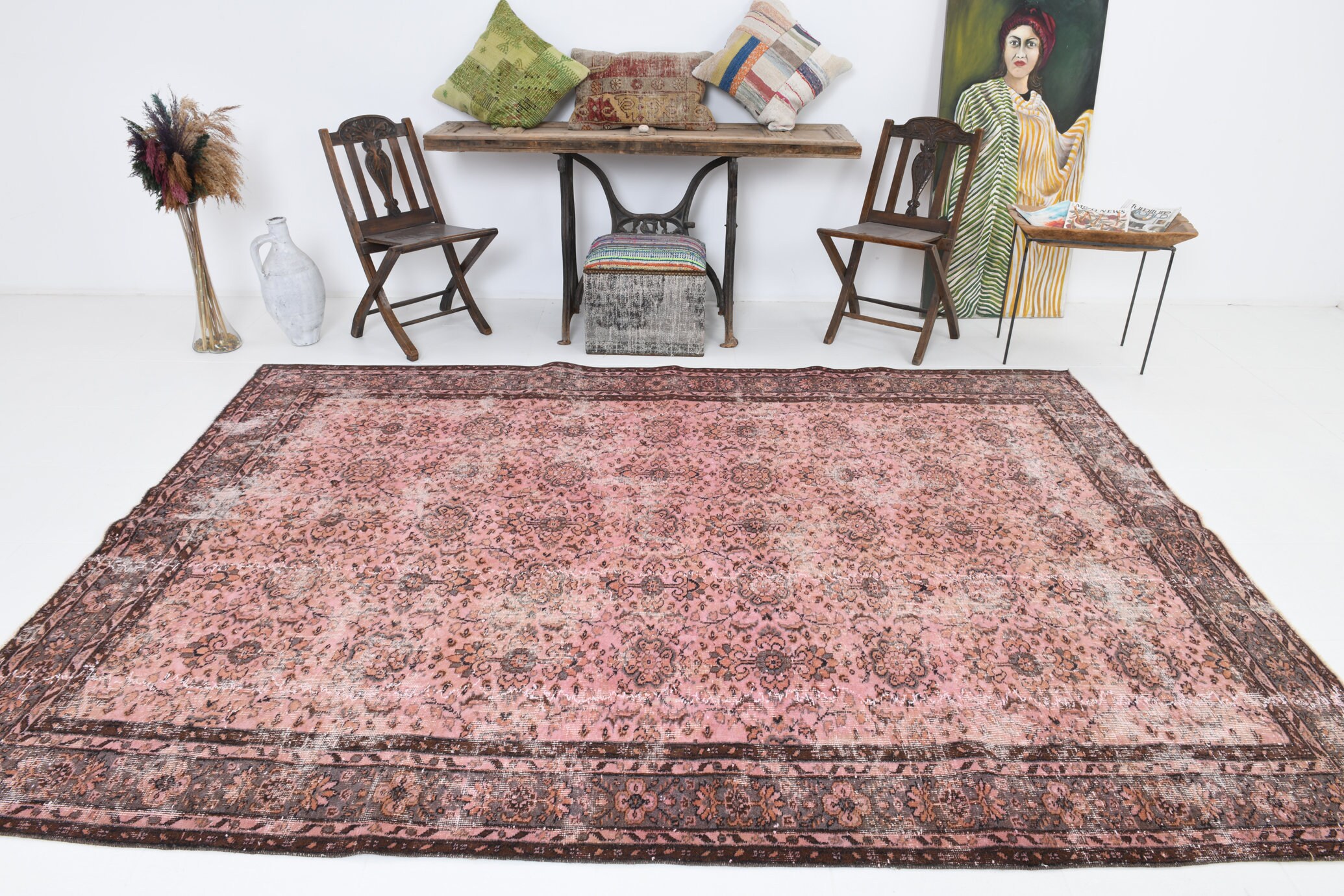 Tapis Turc rose Surdimensionné