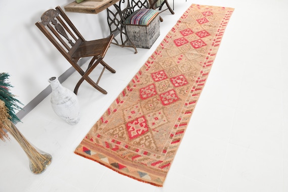 3x12 Vintage oushak Runner Rug, 3x12 Runner Rug, Hallway Runner, Anatolian Wool Runner, Vintage Rug, 3x12 Kitchen Runner, Runner,