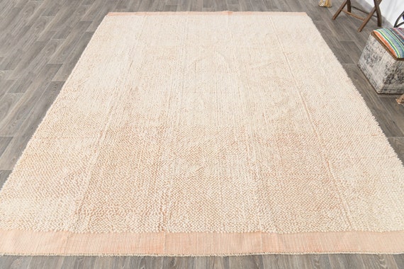 8x10 Area Rug, 8x10 Oversized Soft Vintage Rug, 8x10, Oversized Vintage Rug, Large Area Rug, 8x10 Rugs, Pale Orange & Beige Rug, 100% Wool
