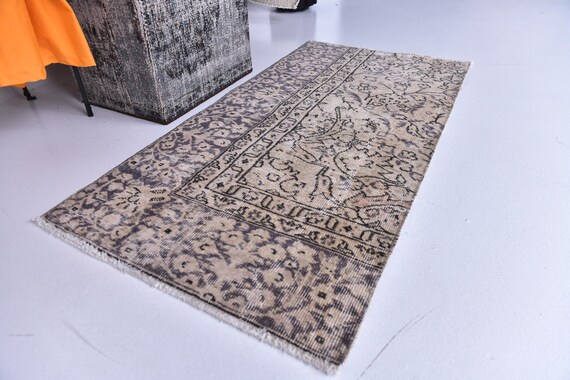 2x4 Floral Dormat Rug, Handmade Home Decor, 2x4 Bath Mat, Persian Style Doormat Rug, 2x4 Brown Rug, 2x4 Accent Rug, Traditional Rug