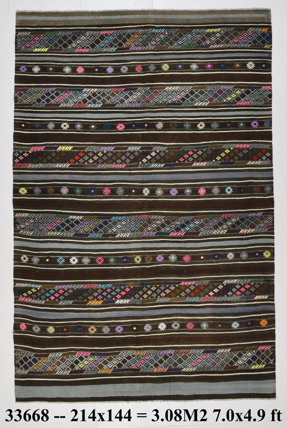 5x7 Area Rug, Kilim Rug 5x7, 5x7 TURKISH VINTAGE KILIM Rug, 5x7, Oushak Handmade Kilim, Indıan Blue Kilim, Vintage Kilim Rug 5x7, Antique