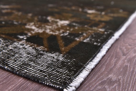 6x9 Vintage Dark Green Distressed Area Rug, Modern Home Decor, Handmade Wool Rug, Living Room Design