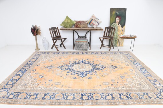 8x12 Area Rug, 8x12 Classic & Oriental Persian Rug, 8x12, Oversize Persian Rug, Large Area Rug, Rugs 8x12, Pale Blue Persian, Antique 58s