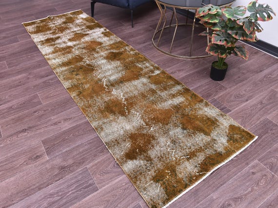 2x9 Vintage Overdyed Terracotta Runner Rug, Handmade Wool Rug, 2x9 Terracotta Color, 2x9 Hallway Rug 2x9 Kithcen Runner Rug, Farmhouse Style