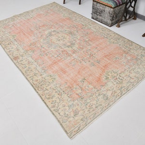 5x9 Faded Turkish Rug, 5x9 TURKISH VINTAGE RUG, Oushak Handmade Rug, Vintage Rug, 5x9 Area Rug, Turkish Rug 5x9, Living Room Tapis Rug