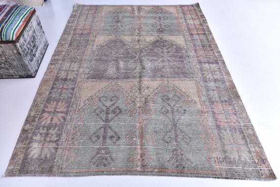 5x7 Area Rug, 5x7 TURKİSH VINTAGE KILIM Rug, 5x7 Turkish Kilim Rug, 5x7, Wool Handmade Kilim, Area Rug 5x7, Beige & Green Kilim, Antique 55s