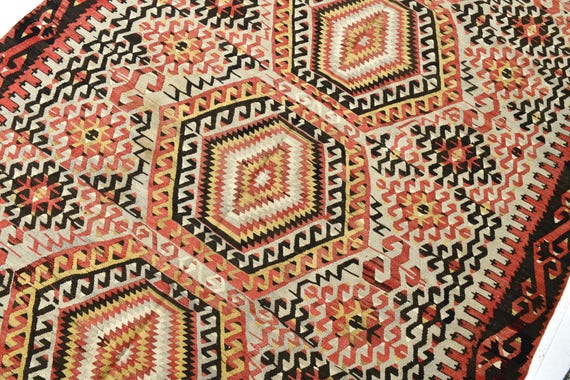 6x11 Vintage Moroccan Kilim Rug, Geometric Pattern Rug, 6x11 Handmade Wool Rug, Colorful Rug, Living Room Rug, 6x11 Vintage Rug