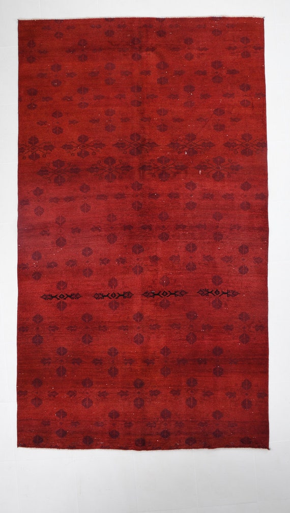 5x10 RUG, 5x10 Turkish Vintage Rug, 5x10 Oushak Rug, Overdye Rug, 5x10 Area Rug, Home Living Rugs, 5x10 Turkey Rug, 5x10 Red Vintage Rug,