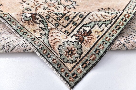 6x9 Authentic Turkish Rug, Copper Green Colored Vintage Rug, 6x9 Handmade Wool Rug, Rug For Living Room, 6x9 Pastel Color Rug,