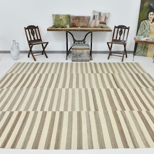 8x10 OVERSIZE VINTAGE OUSHAK Rug, Oversize Oushak Rug Large Area Rug 8x10 Area Rug Handmade Wool Rug Brown Beige Tones Rug Bohemian Style