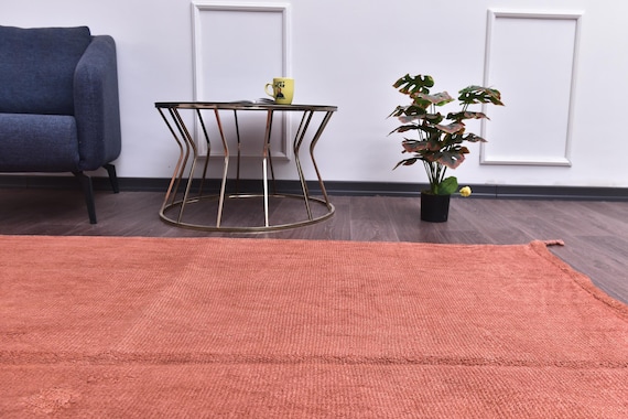 5x7 Terracotta Hemp Accent Rug, 5x7 Vintage Terracotta Color, 5x7 Handmade Hemp, 5x7 Hemp Rug, Bohemian Eclectic Style, Traditional Area Rug