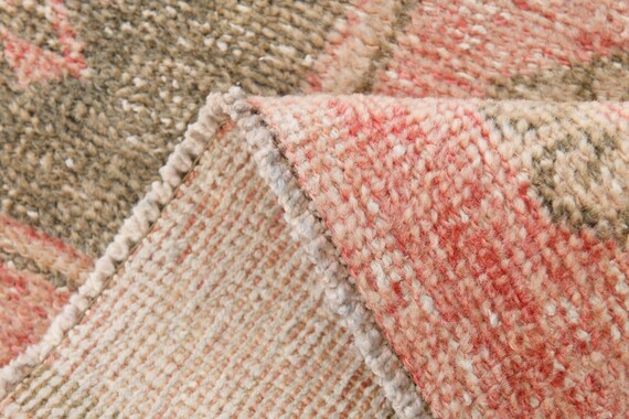 3x9 Vintage Runner Rug, 3x9 Turkish Vintage Oriental Style Runners 3x9 Rugs Rugged Handmade Wool Rug 3x9 Turkish Runner Pale Red Runner 58s
