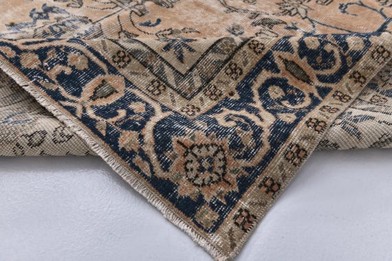 Antique Vintage Turkish Rug, 7x11 Oversize Oushak Rug, Extra Large Area Rug, Handmade Rug, 7x11 Faded Copper & Color Rug, 7x11 Aesthetic Rug
