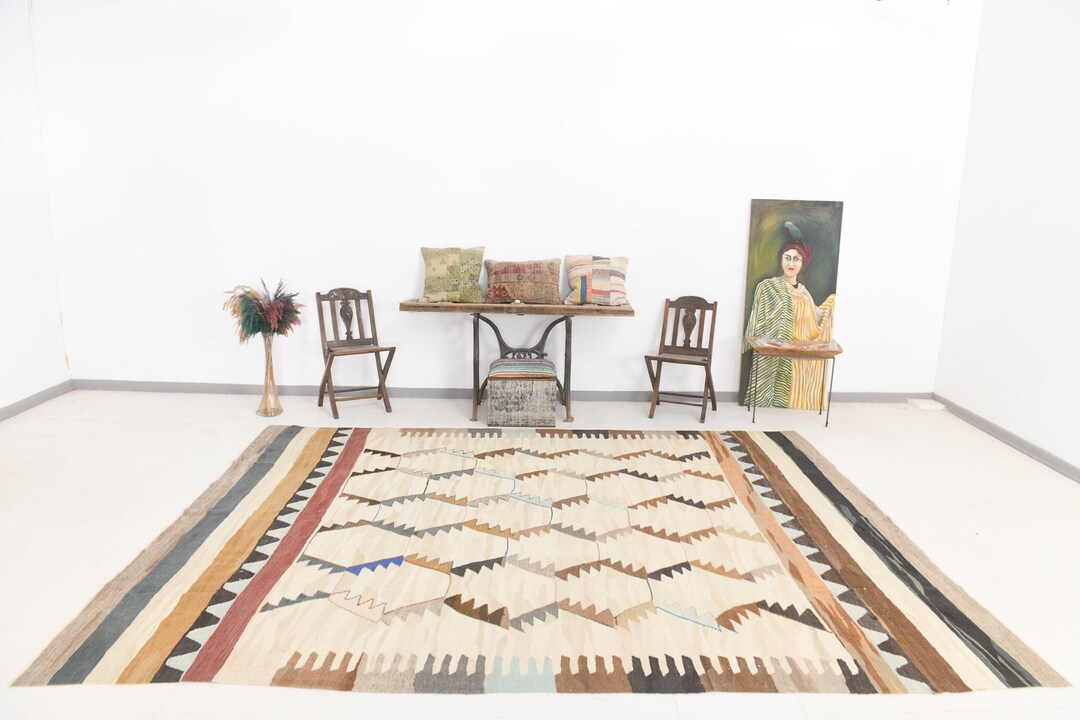 Area Rug 9x12, 9x12 Kilim Rug, 9x12 Oversize Vintage Kilim Rug, Shades of Brown Kilim, Oversize