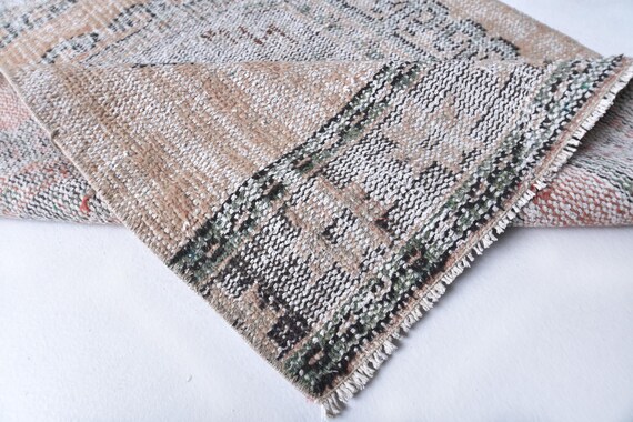 3x11 Medallion runner RUG, 3x11 Cream Brown Vintage Runner rug, 3x11 Runner Rug, Long Handmade Wool Rug, 3x11 Turkish Runner rug.