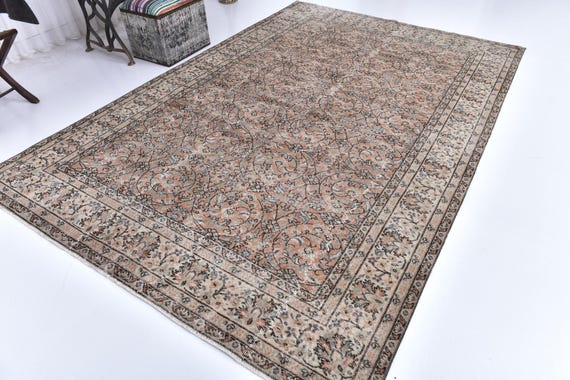 7x10 Vintage Floral Rug, 7x10 Oversize Vintage Rug, Large Area Rug, 7x10 Rug Handmade Wool Rug Floral, 7x10 Area Rug, 7x10 Vintage Rug