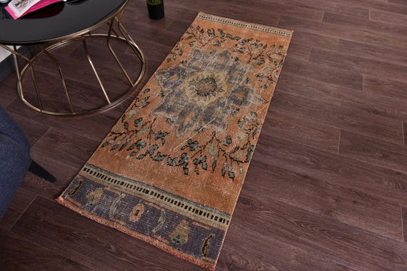 2x5 Vintage Small Runner Rug, 2x5 Pastel Color Rug, 2x5 Rug, Handwoven Wool Rug, 2x5 Hallway Rug, 2x5 Turkish Runner, Cream Pink Color Rug