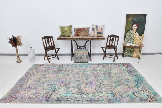 6x10 Area Rug, 6x10 Turkish Vintage, 6x10 FADED TURKISH VINTAGE Rug, 6x10, Oushak Handmade Rug, 6x10 Rugs, Rug For Farmhouse Room, Bohemian