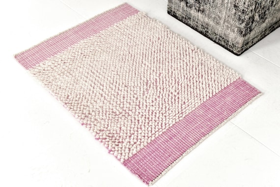 2x3 Accent Rug, 2x3 Doormat Rug, Soft Wool Bathroom Rug, 2x3, Oushak Handmade Persian, 2x3 Bohemian Doormat, Pink & Beige Doormat Rug