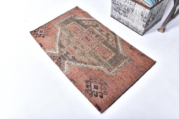 2x4 Doormat Rug, 2x4 Vintage Doormat Rug 2x4 Red Brown Doormat 2x4 Wool Handmade Oushak 2x4 Rugs 2x4 Vintage Rug 2x4 Rugs For Bedroom Accent