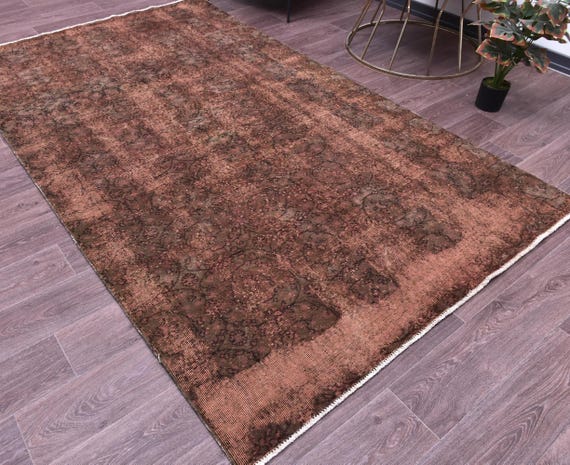 5x8 Vintage Turkish Brown Rug, Brown Terracotta Color, 5x8 Handmade Wool Rug, 5x8 Living Room Bedroom Rug, 5x8 Vintage Rug, 5x8 Rug