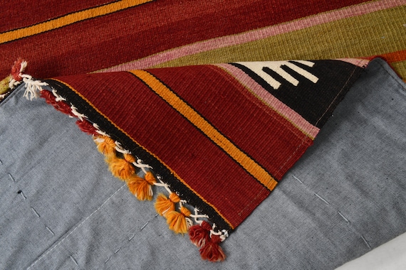 2x9 Burgundy Kilim Runner Rug, 2x9 Vintage Kilim Rug, 2x9, Kilim Runner Rug, Oushak Handmade Rug, 2x9 Runner Rug, Red & Green Kilim, 60s