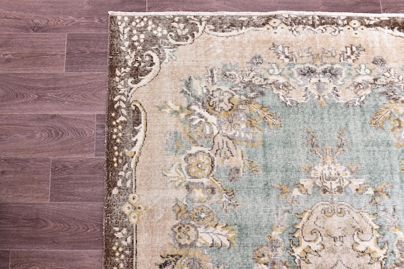 5x9 Vintage Turkish Handamde Wool Rug, Traditional Pattern