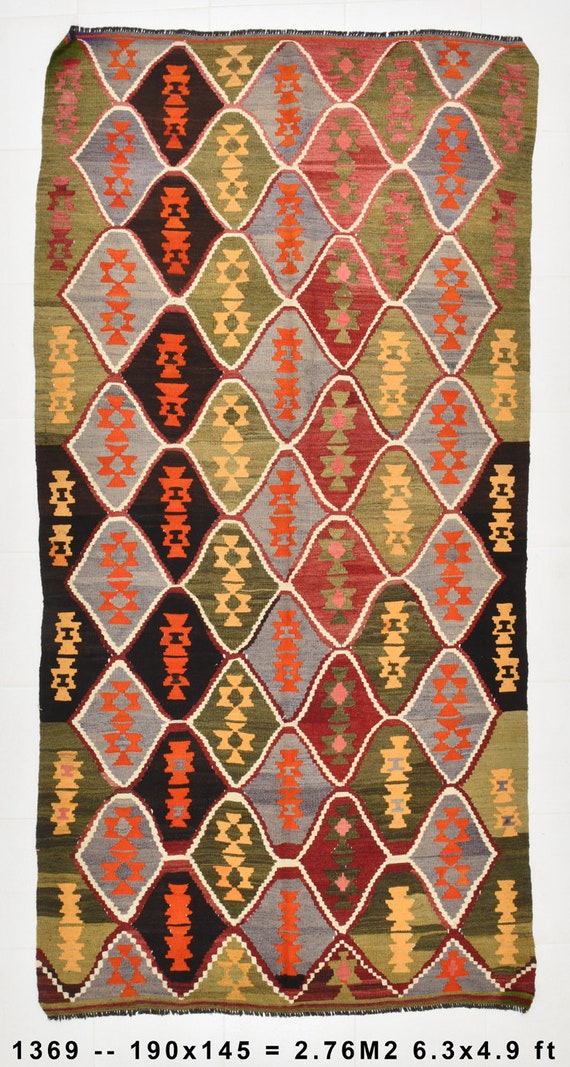 5x6 Area Rug, 5x6 Abstract Geometric Kilim Rug, 5x6 Turkish Kilim Rug, 5x6, Green & Black Kilim, Area Rug 5x6, Wool Handwoven Kilim, Antique