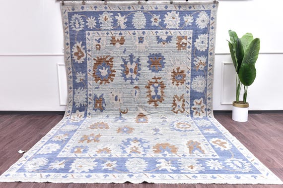 9x13 Neutral Oushak Wool Cotton Oriental Large Rug, Handmade, Natural Fiber, Outlet