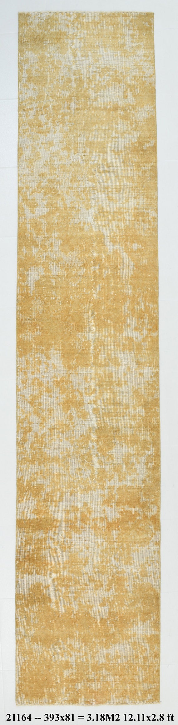 3x13 Runner Rugs, 3x13 OUSHAK VINTAGE RUNNER, 3x13, 3x12 Vintage Runner, Handmade Vintage Rug, 3x13 Rug Runner, Yellow Tones, Turkey Rug