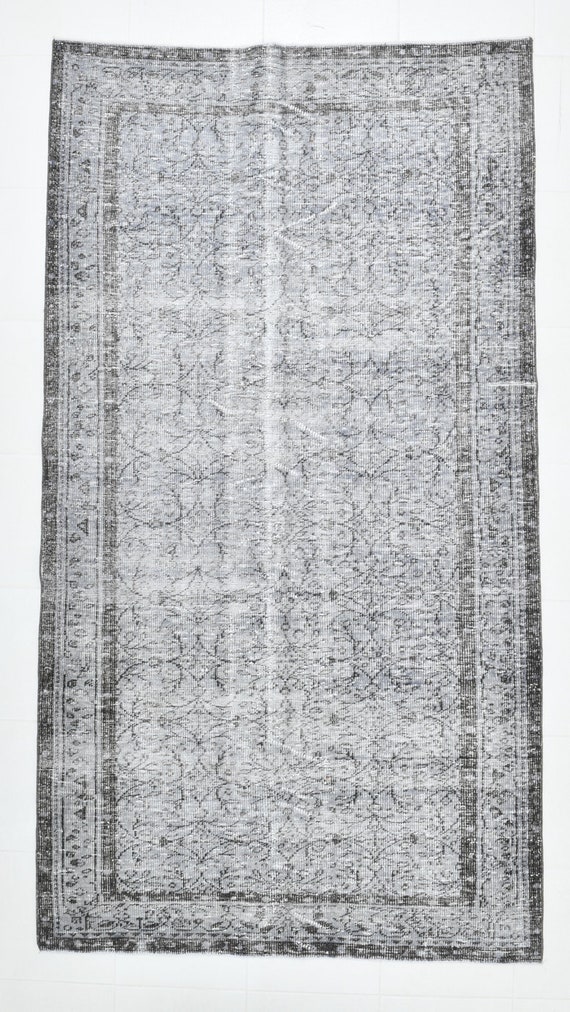 5x9 Area Rug, 5x9 TURKEY TURKISH VINTAGE Rug, 5x9, Distressed Vintage Rug, Faded Blue & Gray Vintage, Wool Handmade Oushak, 5x9 Anatolian