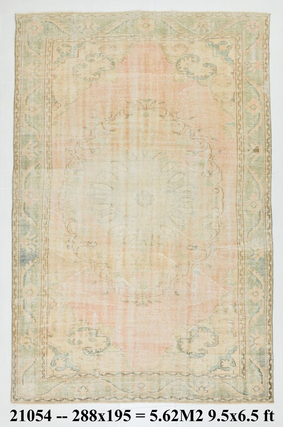 6x9 Turkish Vintage Area Rug, Faded Beige And Brown Large Living Room Dorm Daimond Vintage Office Room Oriental  Area  Tapis Carpets