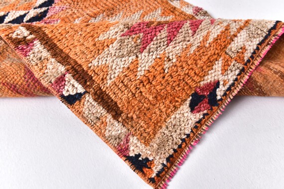 2x11 Turkish Runner, 2x11 Red Orange Turkish Runner Rug, 2x11 Rug, Oushak Hadmade Wool Rug, 2x11 Runner, 2x11 Vintage Runner, Entrway Rug