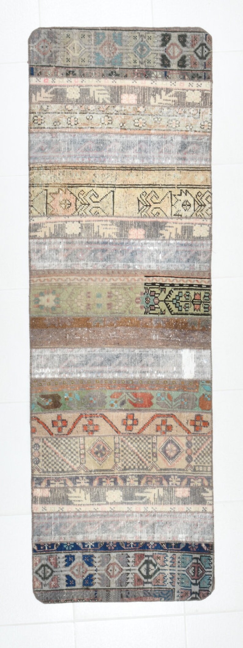 Patchwork Frayed Rug 2x7 Runner Rug, 2x7 MODERN TURKISH RUNNER Rug, Vintage Runner Rug, Wool ...