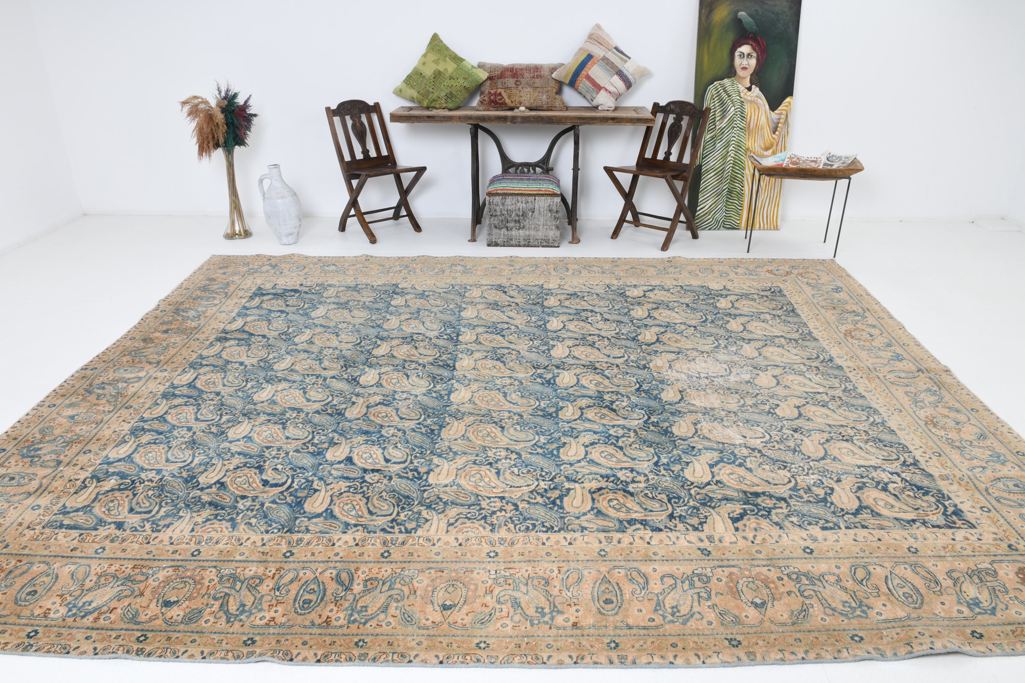 10x12 Oversize BLUE TURKISH RUG Oversize Blue Rug Large Area Etsy