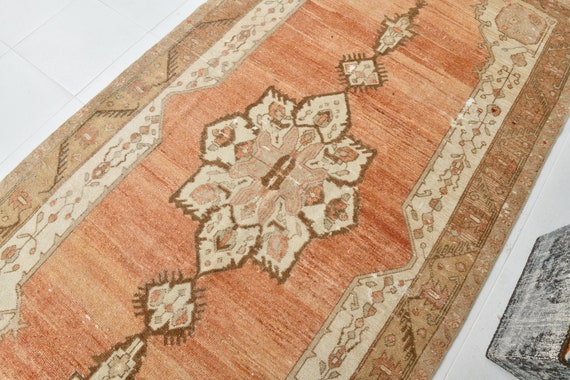 5x10 Medallion Design Area Rug, Handmade Wool Turkish Rug, 5x10 Area Rug, Geometric Area Rug, Vintage Carpet Rug, Antique , 4.11x10.6 Ft
