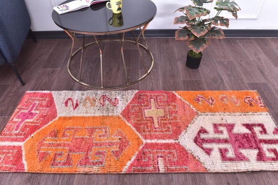 2x5 Runner Rug, 2x5 TURKISH VINTAGE RUNNER Rug, 2x5, Vintage Runner, Handmade Wool Turkish Oushak, 2x5 Rugs, Vintage Runner 2x5, Anatolian