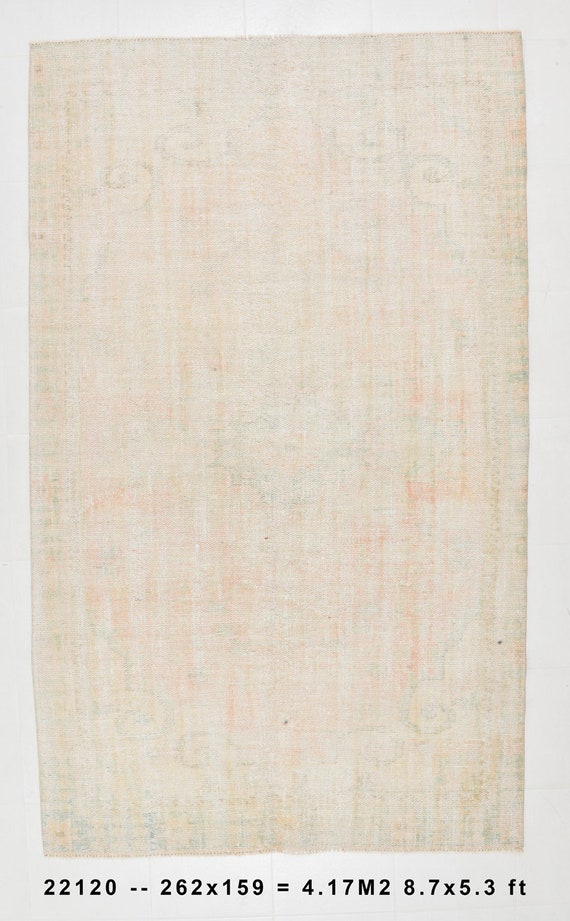 5x8 Tan Beige Vintage Turkish Rug, Tan Beige Turkish Rug, 5x8 Turkish Rug, Handmade Oushak Rug, Distressed Faded Beige, Antique Style Carpet