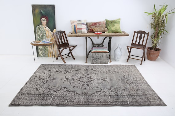 5x8 Vintage Rug, 5x8 Oriental Turkish Vintage Rug, 5x8, Wool Handmade Aesthetic, 5x8 Rug, Brown Gray Carpet, 5x8 Rug, Rugs For Living Room