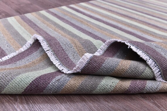 4x6 Vintage Striped Kilim Rug, Handmade Accent Rug, 4x6 Living Room Bedroom Rug, Traditional Rug, 4x6 Farmhouse Decor, Wool Jute Kilim Rug