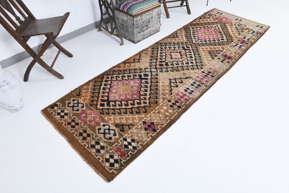 3x10 Turkish Vintage Runner rug,3x10 Runner Rug, Rug 3x10,3x10,Turkish Runner Rug,Hallway runner rug,Oushak runner Rug, 18084