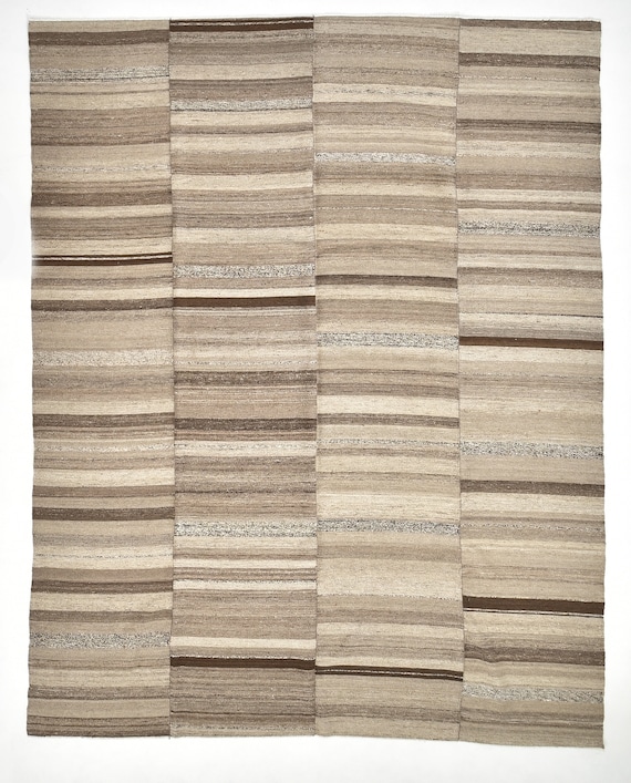 10x13 Kilim Rug, 10x13 Brown Beige Jute Kilim Rug, Handmade Wool Jute Rug, 10x13 Oversize Kilim Rug, Large Area Rug, 10x13 Rugs, BohoDecor