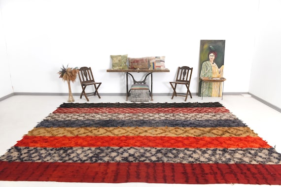 10x13 Red & Blue Kilim Rug, Oversize Kilim Rug, Large Area Rug, Handmade Wool Rug, 10x13 Rugs, Mid Century Modern Kilim, Kilim Rug 10x13
