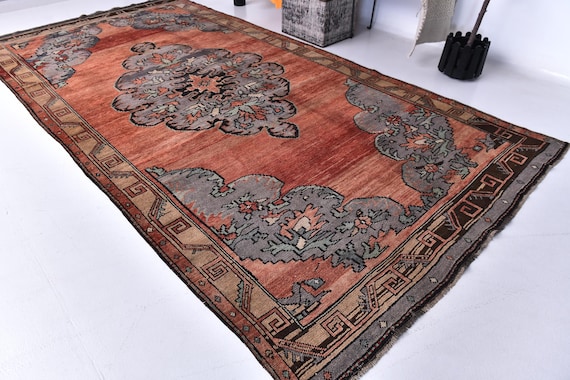 6x12 Vintage Rare Area Rug, 6x12 Oriental Rug,  Rust Orange Antique Style Living Room Decor, 6x12 Special Rug, 6x12 Soft Handwoven Rug